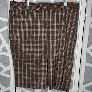 Express Design Studio Women Brown Striped Dress Capri Pants 8 NWT